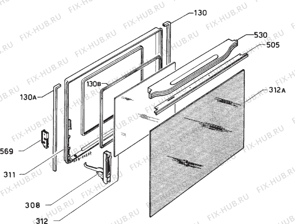 Взрыв-схема плиты (духовки) Zanussi Z391BI - Схема узла Door 003